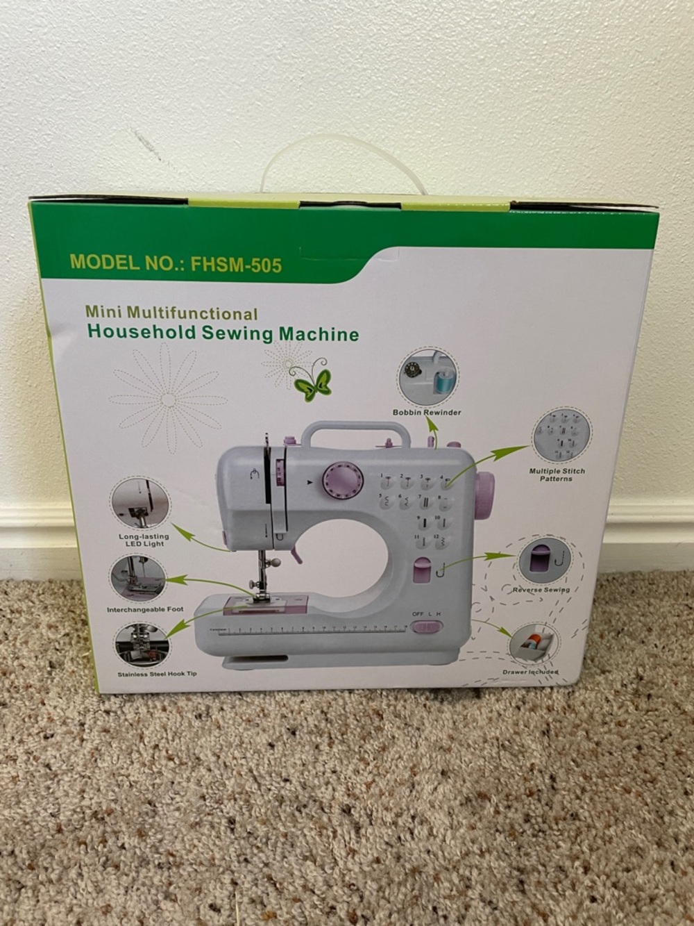 Brand New Mini Multifunctional Household Sewing Machine - White & Pink